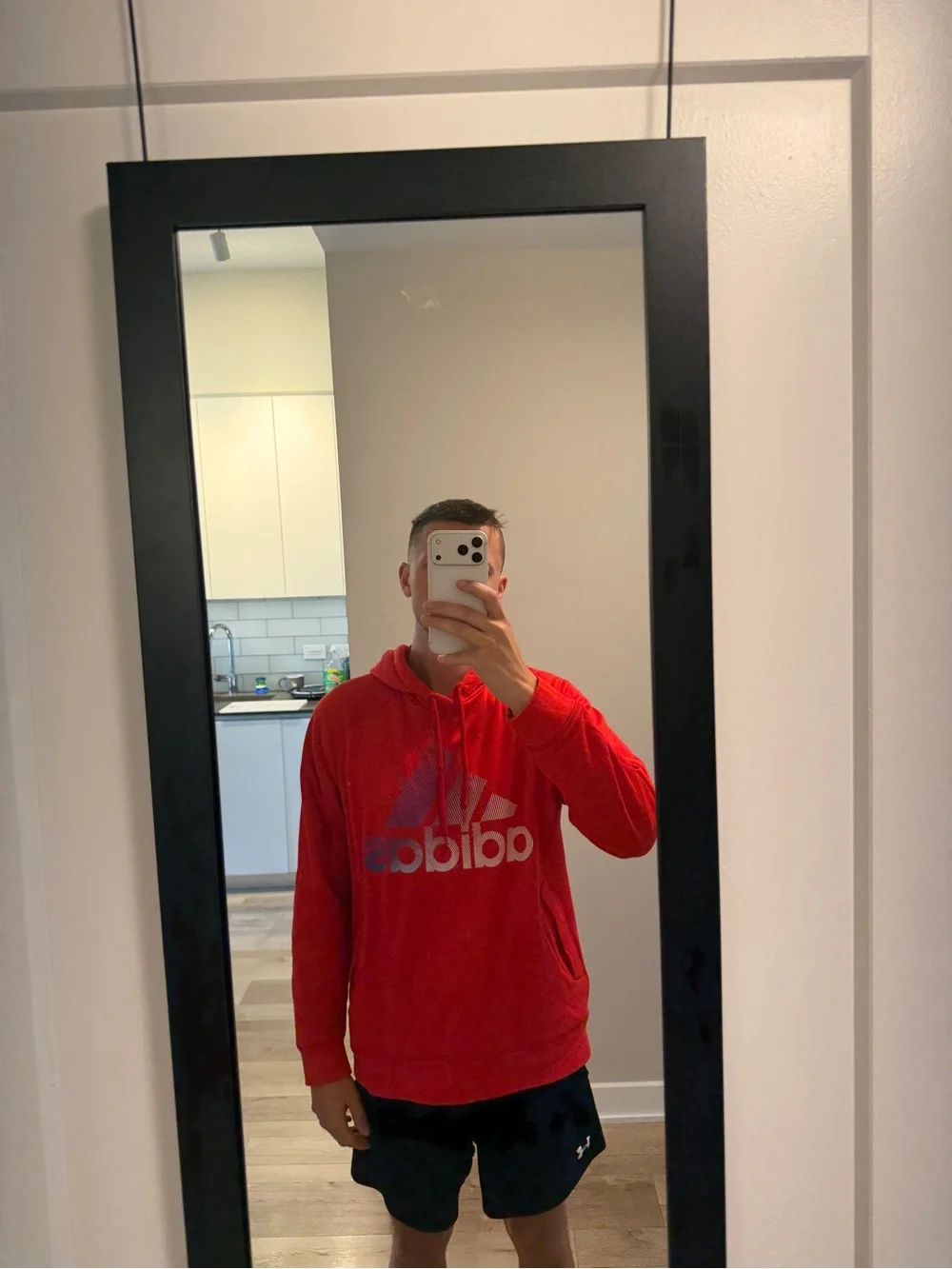 Adidas Men’s Red Logo Hoodie Sweater